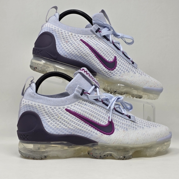 Nike Air Vapormax 2021 Flyknit Shoes Football Grey Hot Fuchsia Youth Size 7Y New - Picture 2 of 10